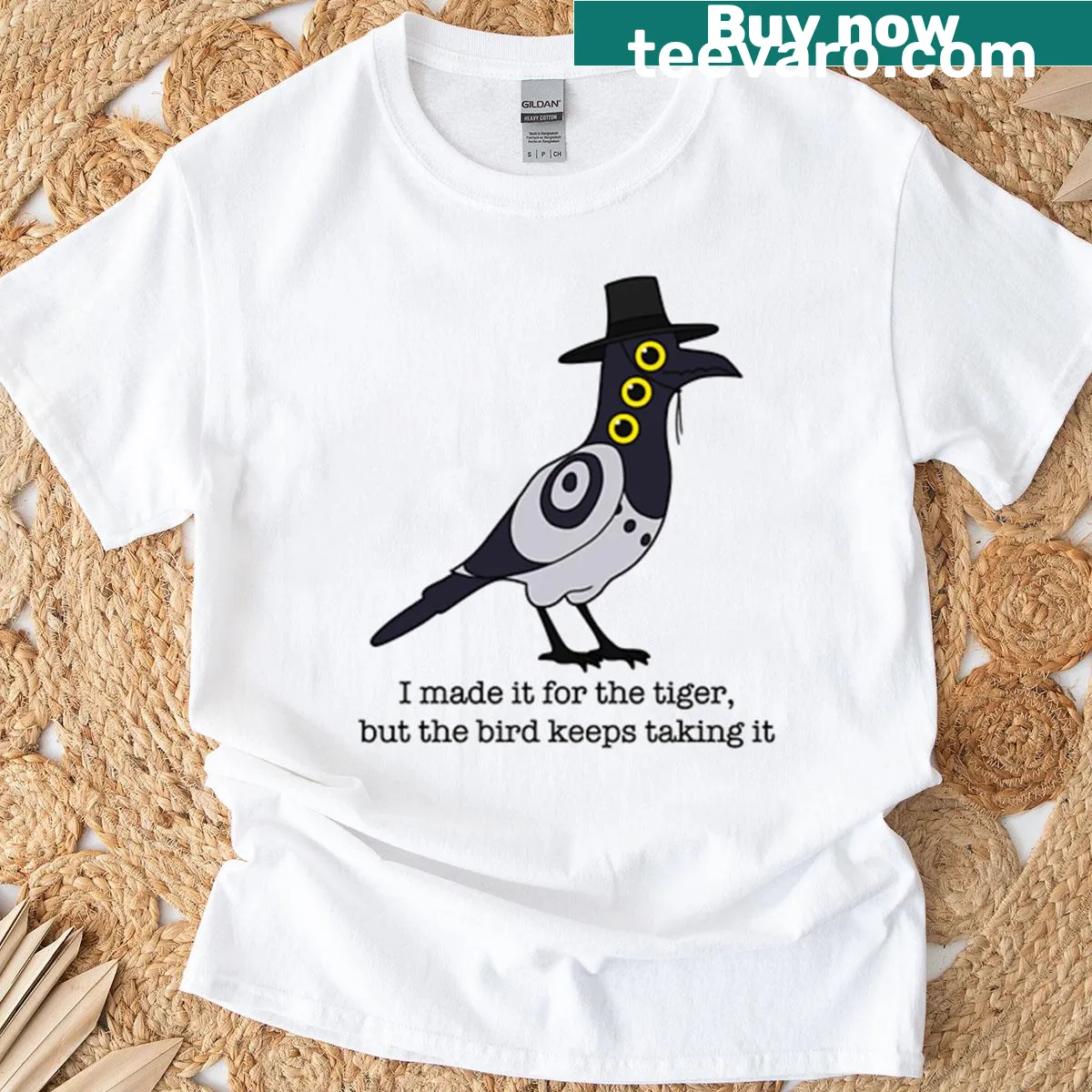 Oversized T-shirt with bird graphic inspired by Kpop culture — on a men's t-shirt