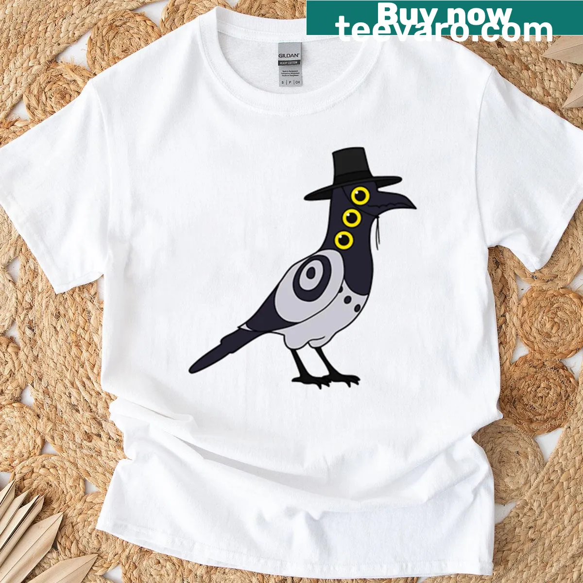 Edgy bird graphic T-shirt inspired by Kpop demon hunters — on a men's t-shirt