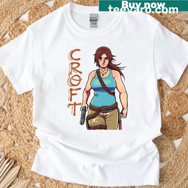 Lara Croft graphic T-shirt depicting the iconic video game character.
