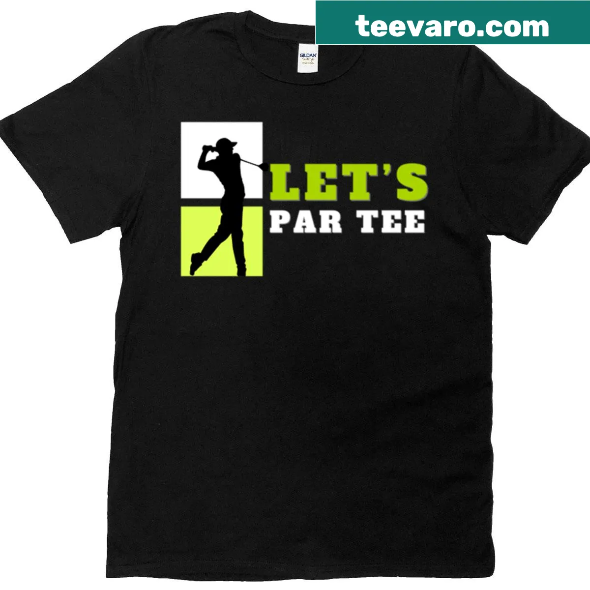 Whimsical graphic tee with the phrase 'Lets Par Tee' for golfers — on a men's t-shirt