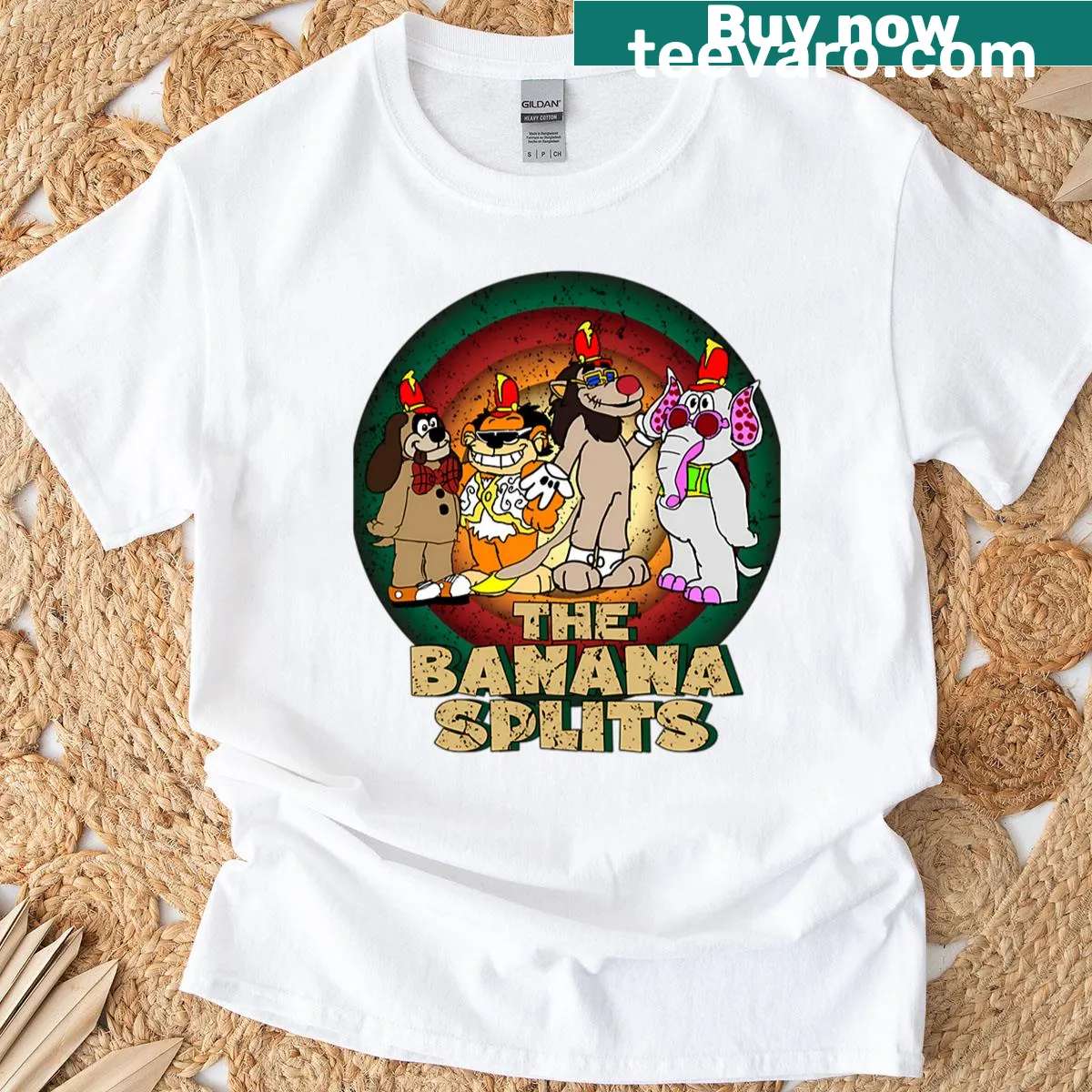 Vintage t-shirt with a logo of animated movies and playful characters — on a men's t-shirt