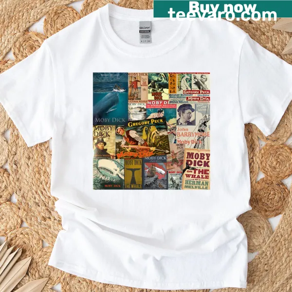 Typographic design featuring Moby Dick title on a t-shirt.