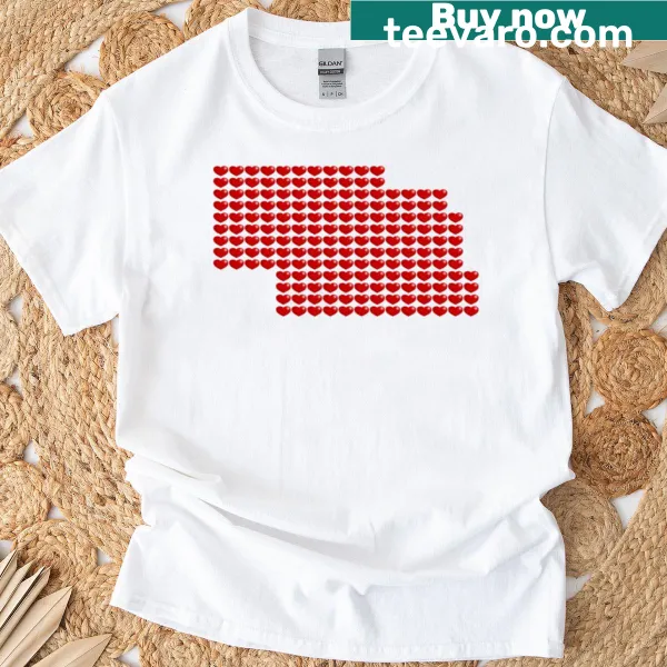 Heart-shaped design filled with Nebraska elements