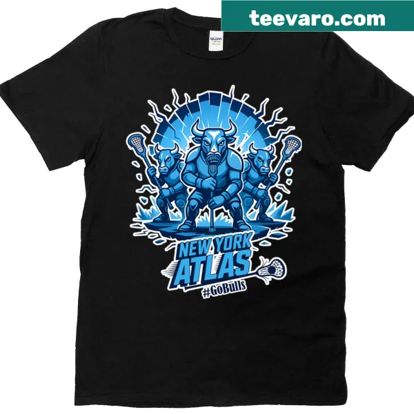 Illustrated T-shirt for lacrosse lovers featuring a New York Atlas design