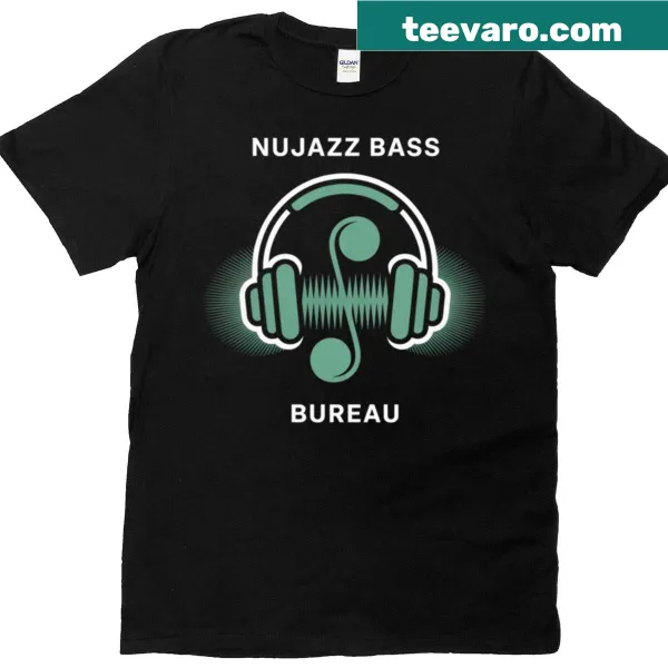 Musical t-shirt featuring Nujazz Bass Bureau illustrations