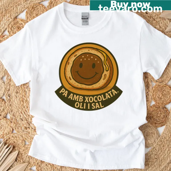 Humorous T-shirt featuring Catalan food design.