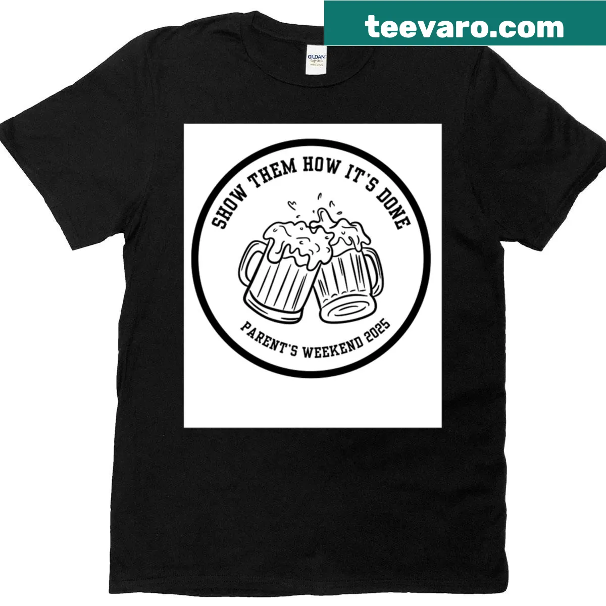 Funny oversized t-shirt for college students about parents weekend — on a men's t-shirt
