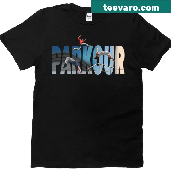 Typographic T-shirt inspired by urban parkour movement.