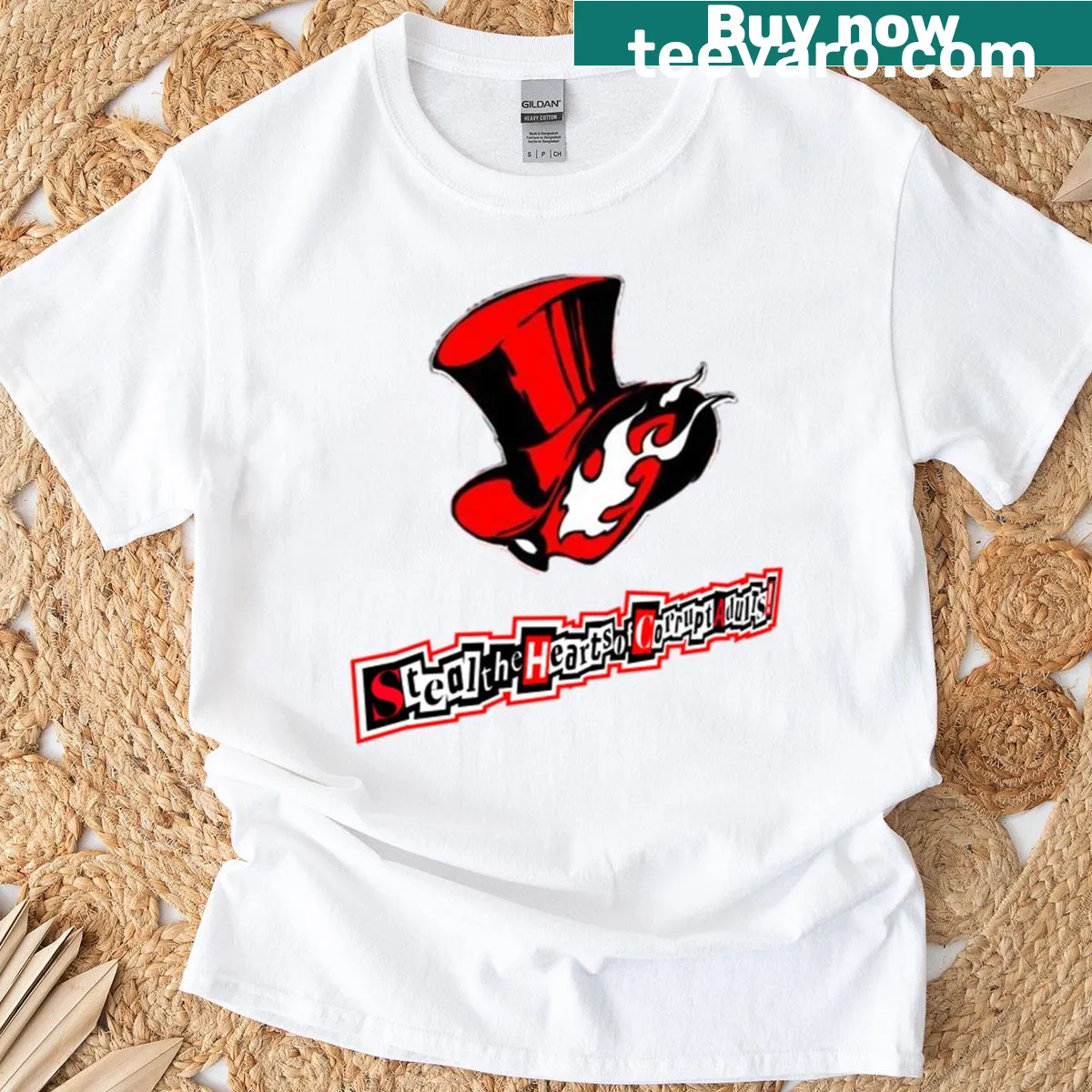 T-shirt featuring the emblematic logo of the Persona 5 Phantom Thieves. — on a men's t-shirt