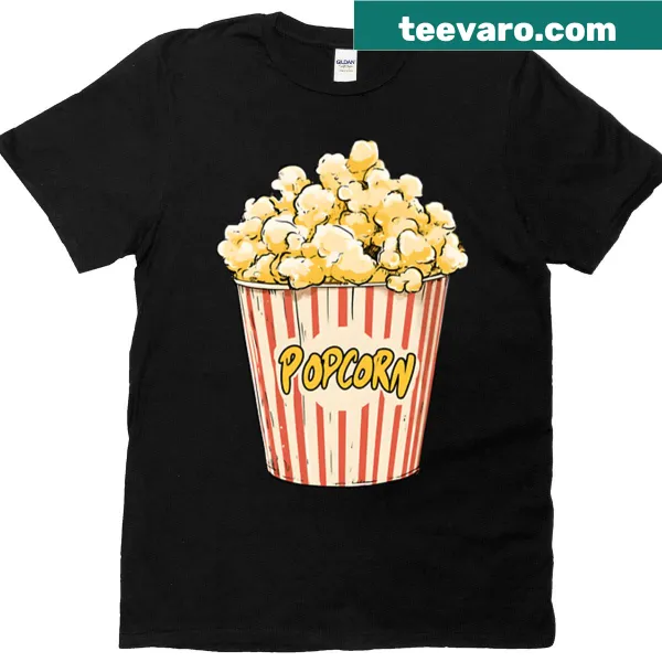 Fun popcorn graphic design on a casual tee