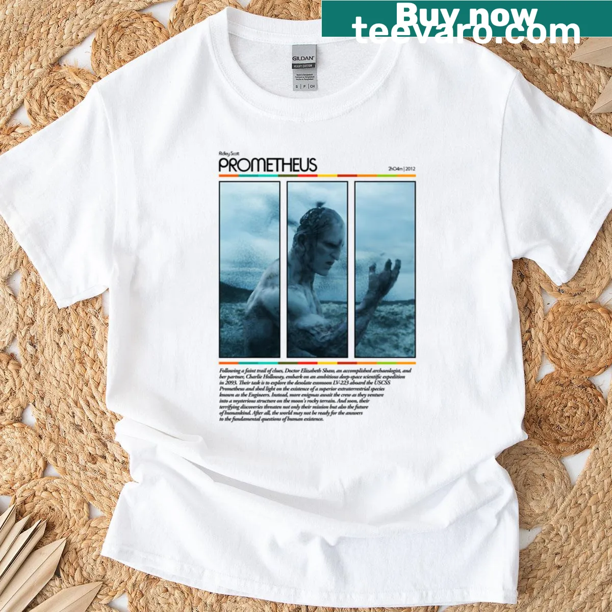 Prometheus graphic T-shirt featuring mythological design — on a men's t-shirt