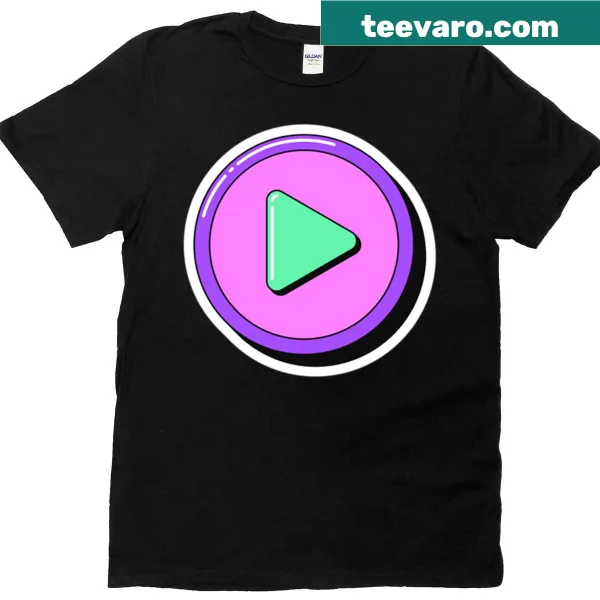 Play button illustration on a pop art style T-shirt