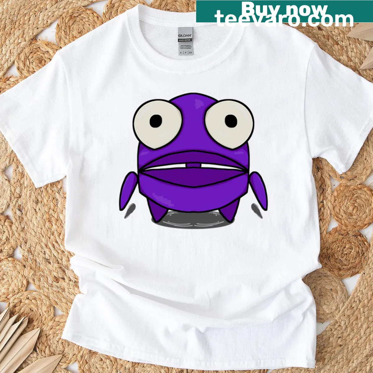 T-shirt featuring a quirky robot illustration — on a men's t-shirt