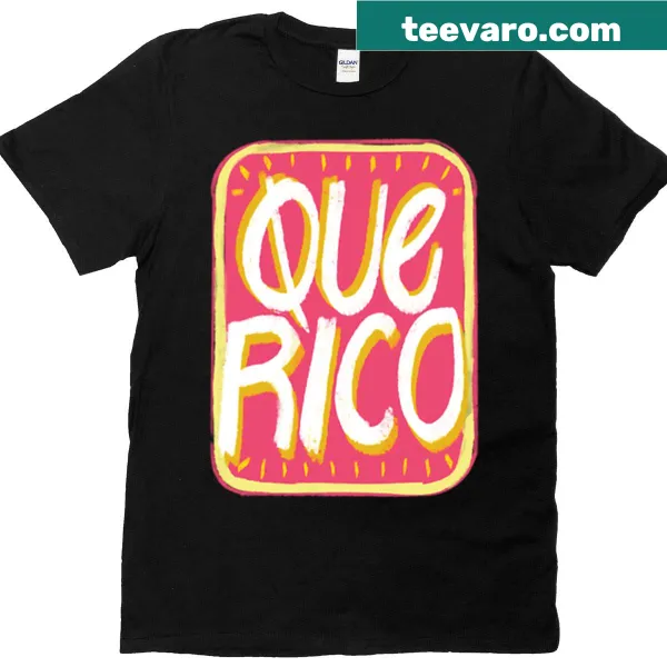 Que Rico T-shirt with playful typography