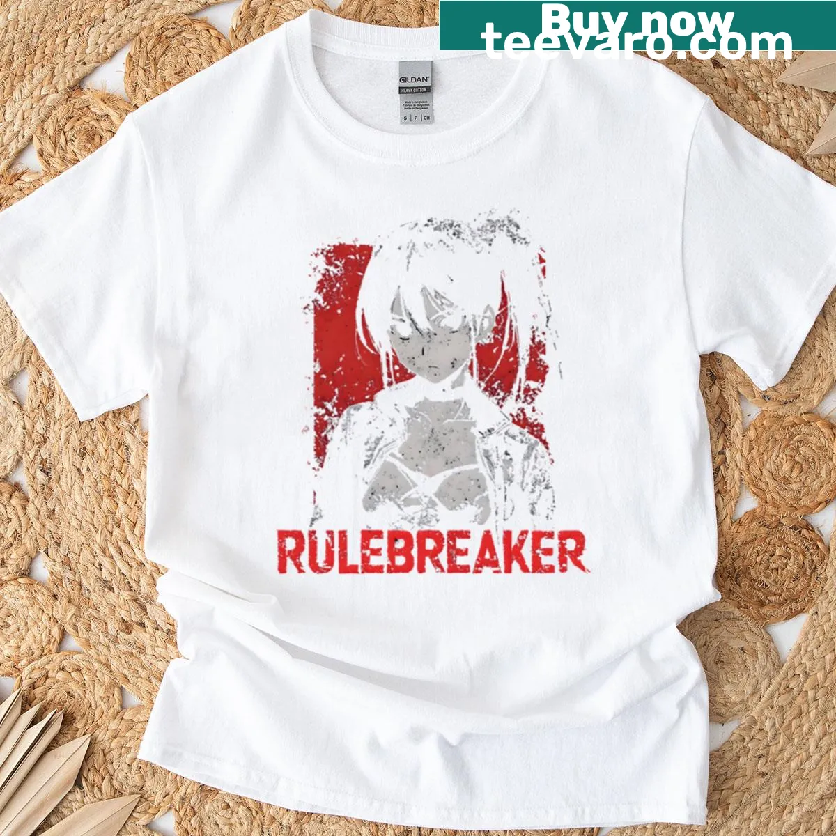 Edgy anime girl graphic on a rebellious t-shirt — on a men's t-shirt