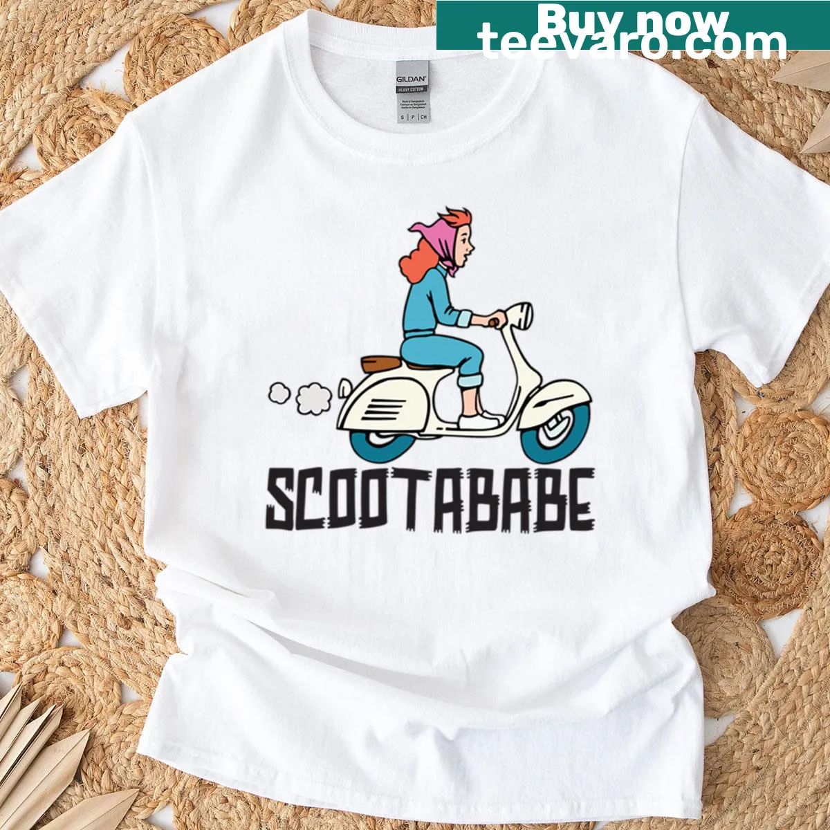 Fun t-shirt with a playful Scootababe graphic — on a men's t-shirt