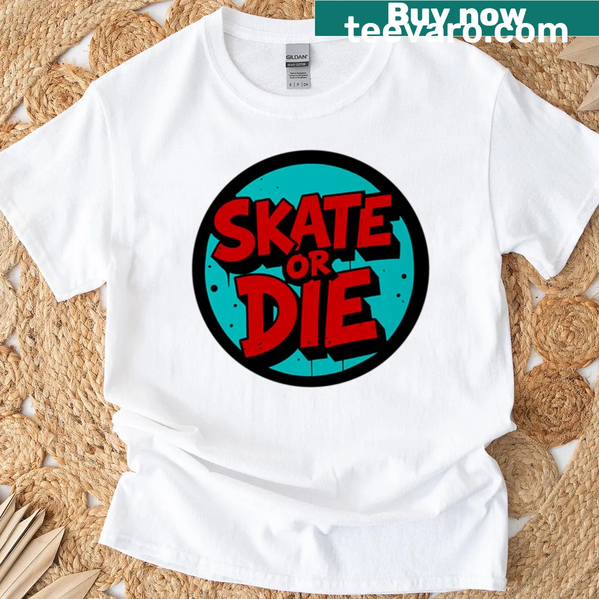 Retro skateboarding T-shirt with bold design — on a men's t-shirt
