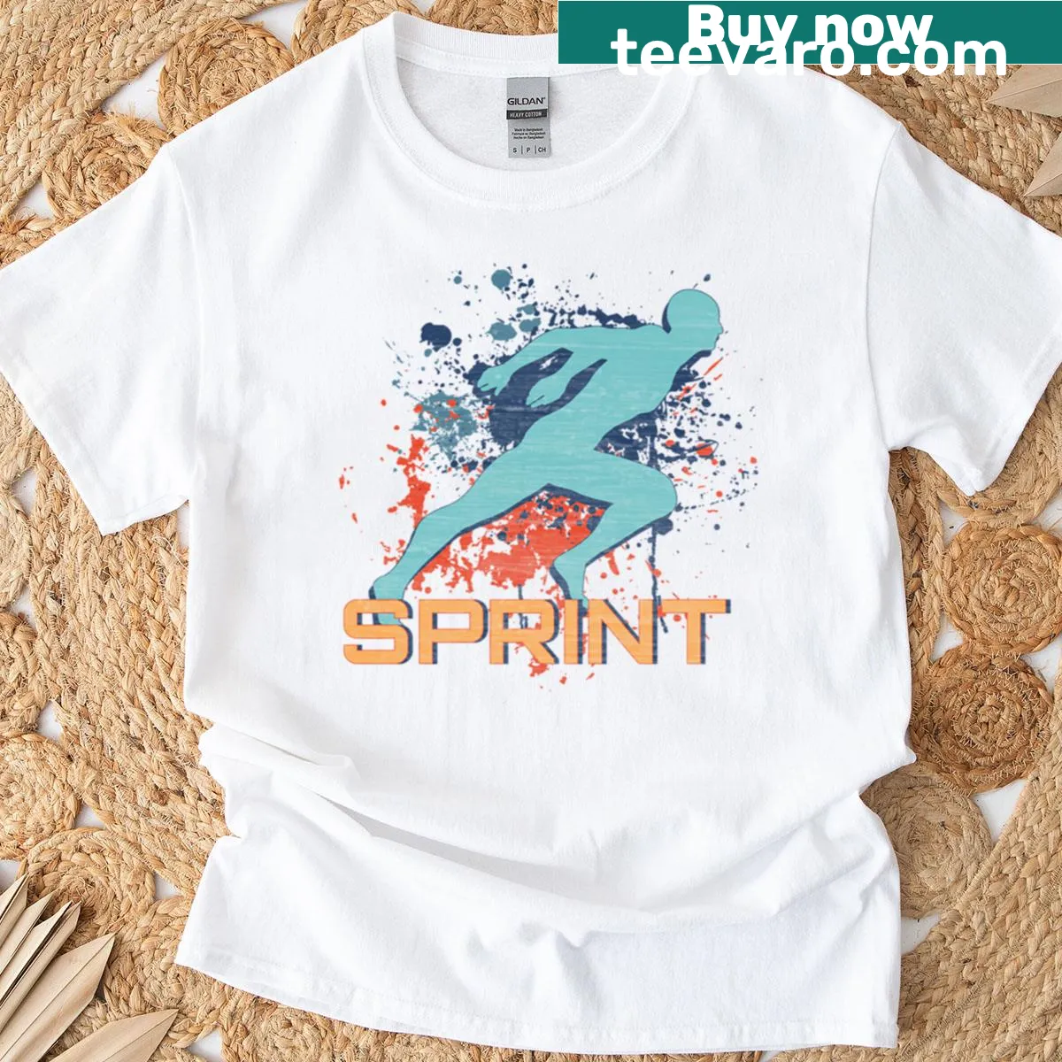 Dynamic silhouette of a runner on a fitness-themed T-shirt. — on a men's t-shirt