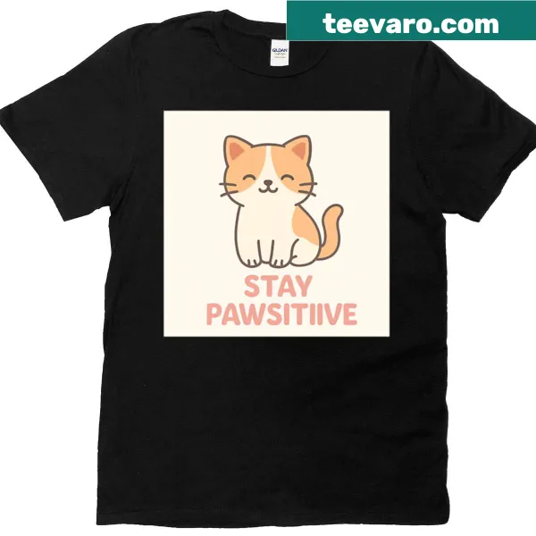 Cute animal pun t-shirt with 'Stay Pawsitive' text
