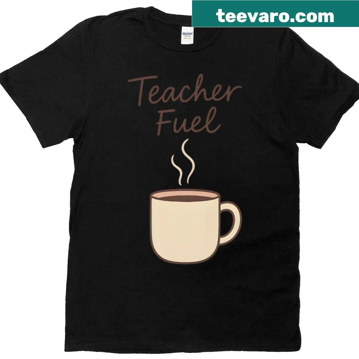 Teacher-themed t-shirt with 'Teacher Fuel' text — on a men's t-shirt