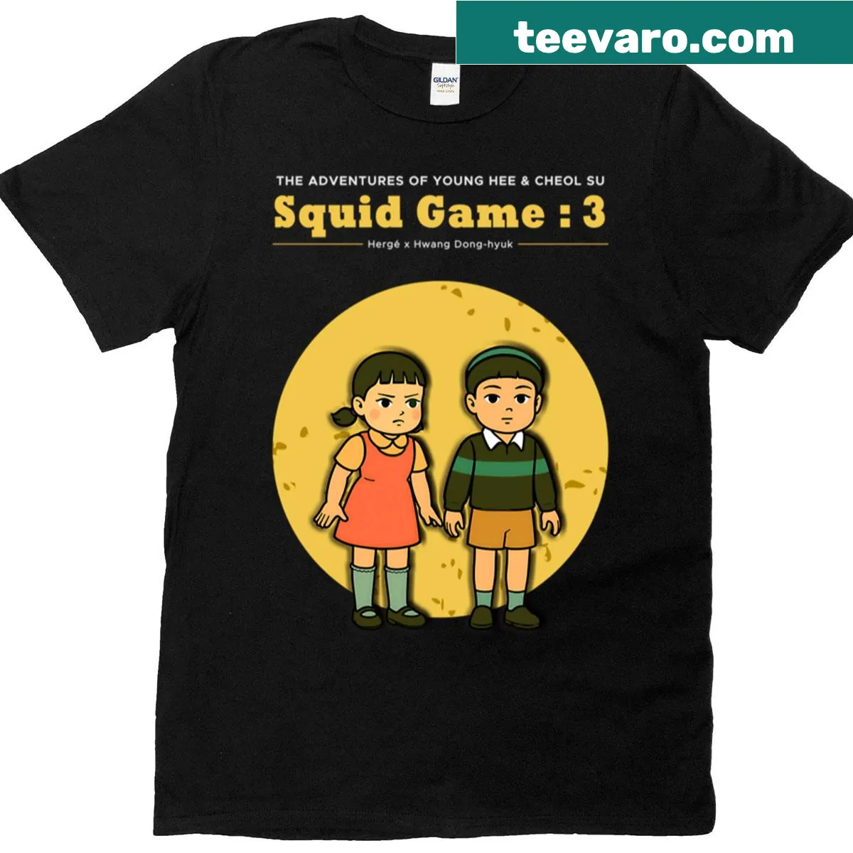 Playful T-shirt featuring Young Hee Cheol's adventures — on a men's t-shirt
