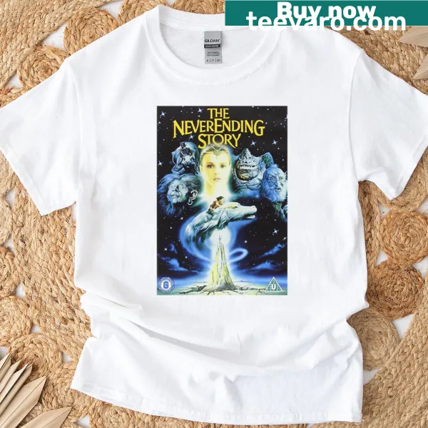 Illustrated design inspired by The Neverending Story movie on a T-shirt