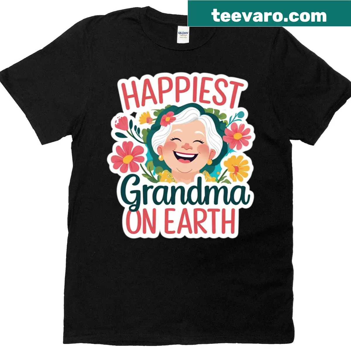 T-shirt expressing the joy of being the happiest grandma on Earth — on a men's t-shirt