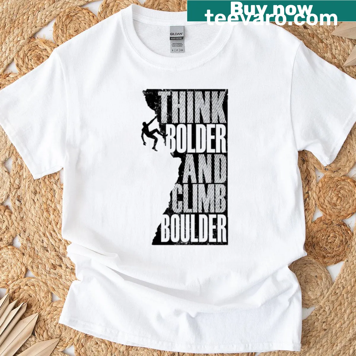 Inspirational text T-shirt encouraging boldness and adventure — on a men's t-shirt