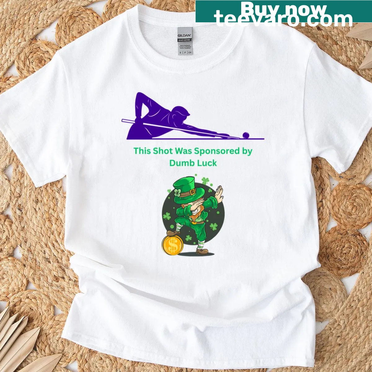Humorous oversized t-shirt with text about luck and unpredictability — on a men's t-shirt