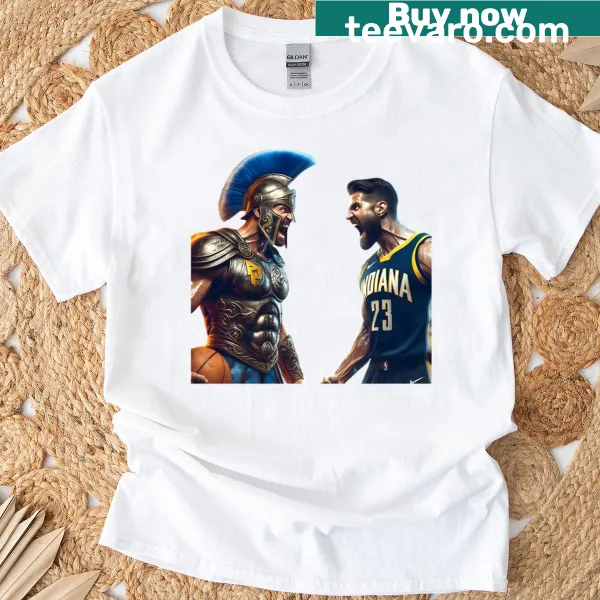 Gladiator style design featuring Thunder vs Pacers basketball theme