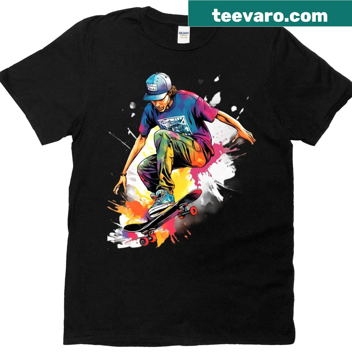 Urban skater graphic in action on a t-shirt. — on a men's t-shirt
