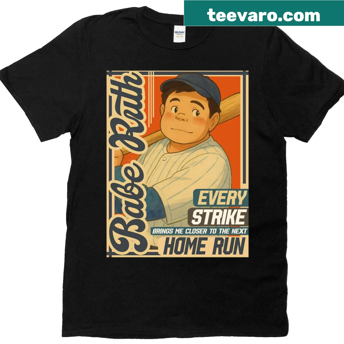 Kawaii vintage baseball T-shirt with cartoon characters celebrating the sport — on a men's t-shirt