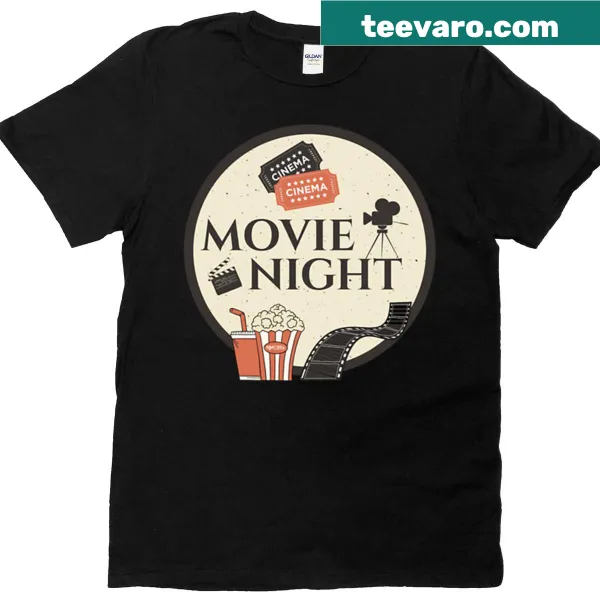 Illustration of classic movie night theme on a T-shirt