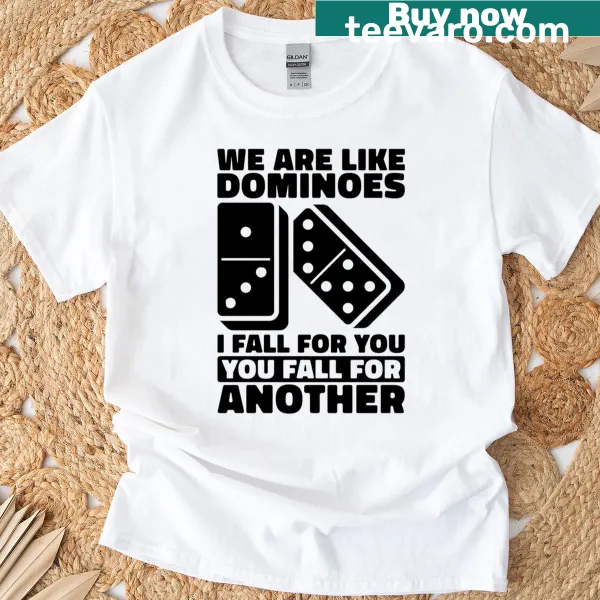 Family-themed t-shirt with dominoes analogy graphic