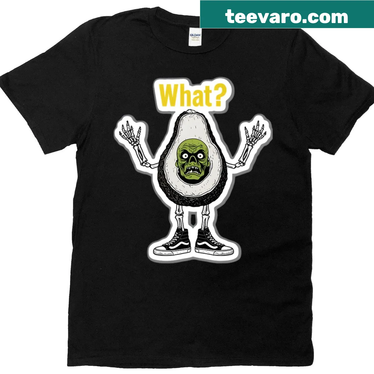 Oversized T-shirt with a zombie avocado illustration — on a men's t-shirt