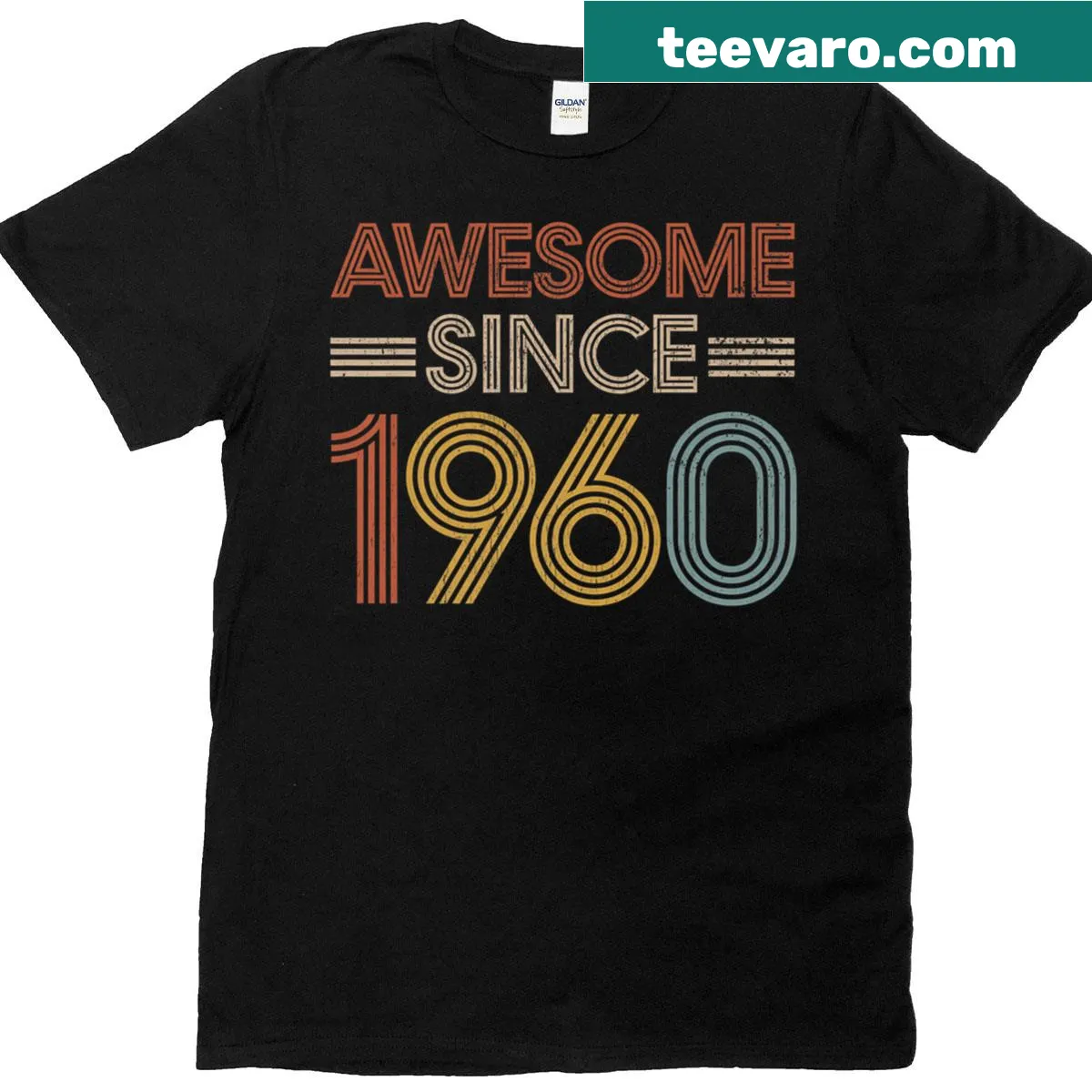 Birthday T-shirt celebrating awesomeness since 1960 — on a men's t-shirt