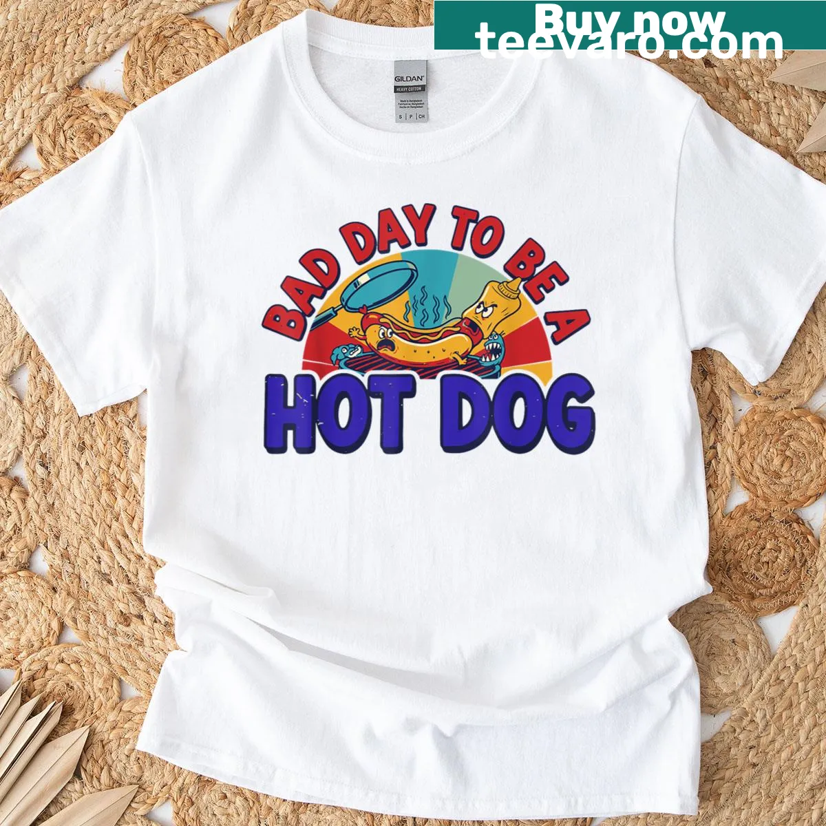 Funny hot dog meme shirt with grill humor for cookouts — on a men's t-shirt