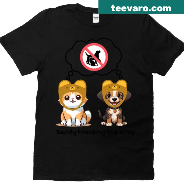 Cute cat and dog graphic T-shirt