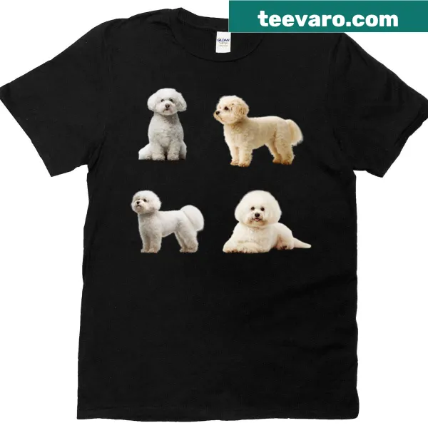 Oversized t-shirt featuring a realistic depiction of a Bichon Frise dog