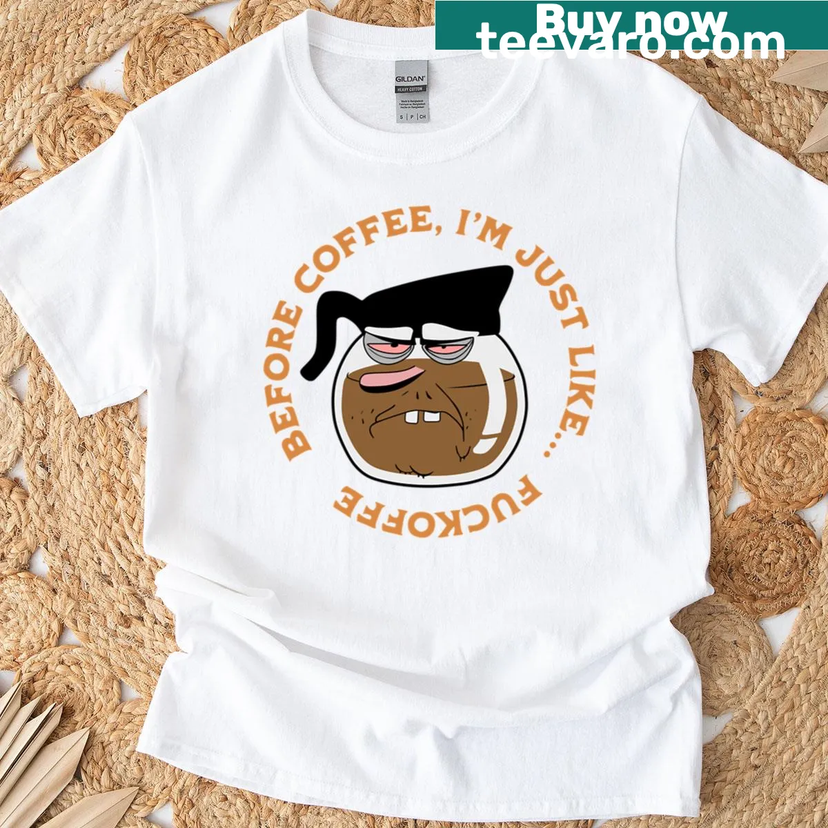 Typographic T-shirt featuring the words 'Bitter Coffee' — on a men's t-shirt