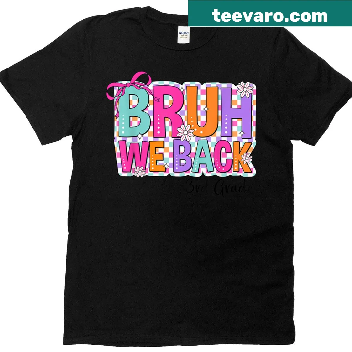 Text design 'Bruh We Back 3rd Grade' for kids — on a men's t-shirt