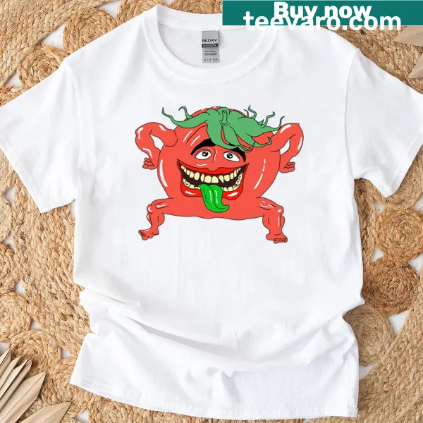 Oversized T-shirt featuring a playful tomato character