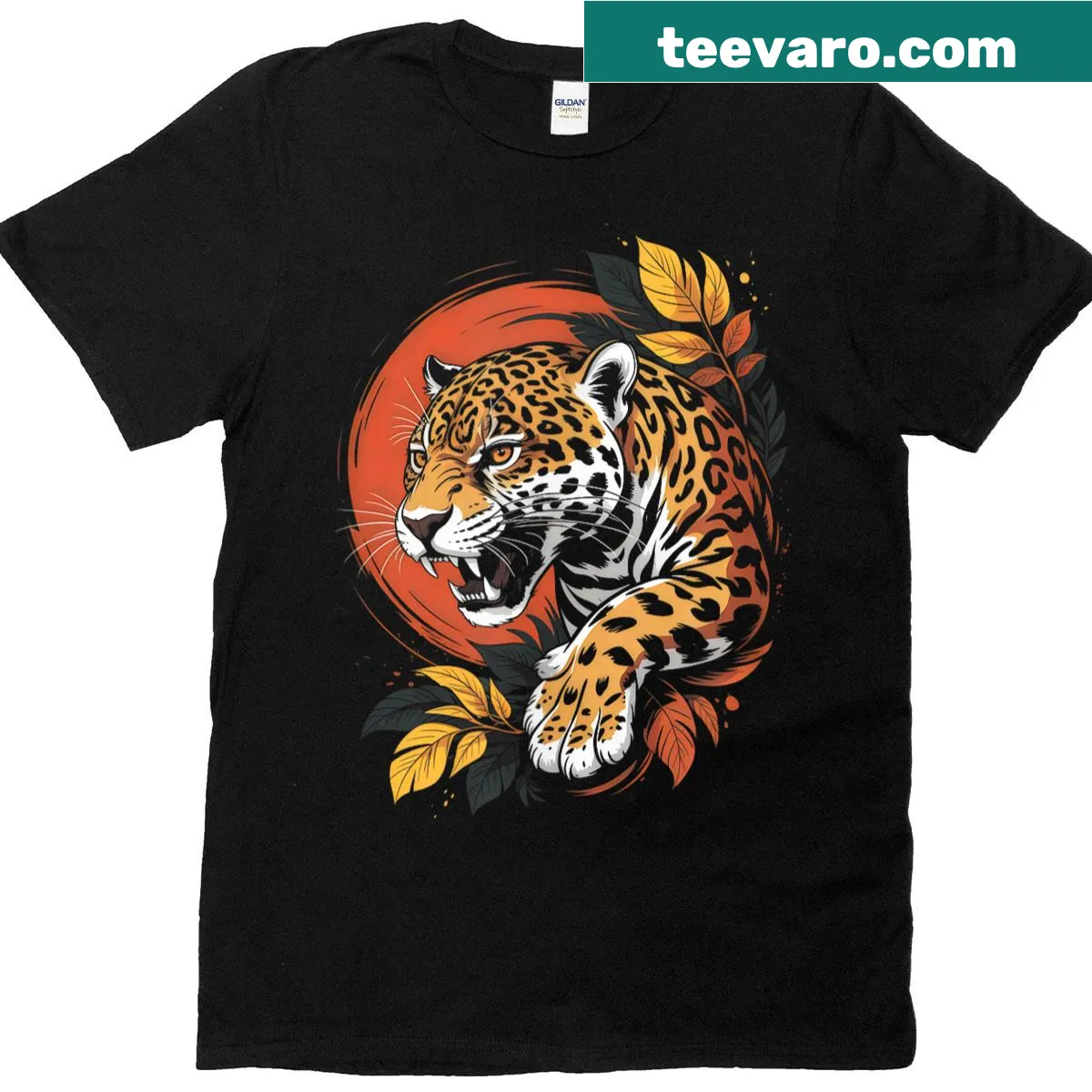 Realistic cheetah graphic T-shirt depicting African wildlife — on a men's t-shirt