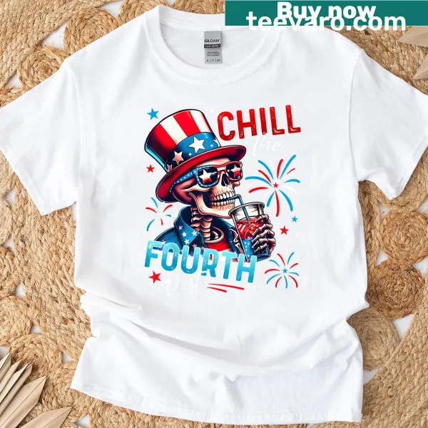 Funny retro skeleton design for Fourth of July T-shirt