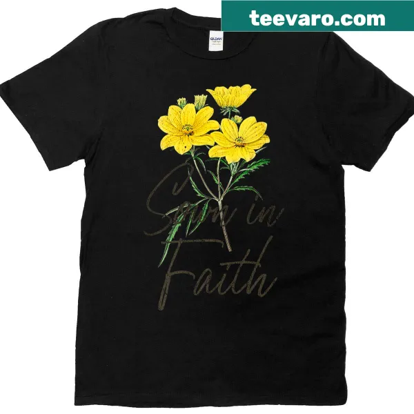 Premium T-shirt featuring a floral and ocean design with a faith quote