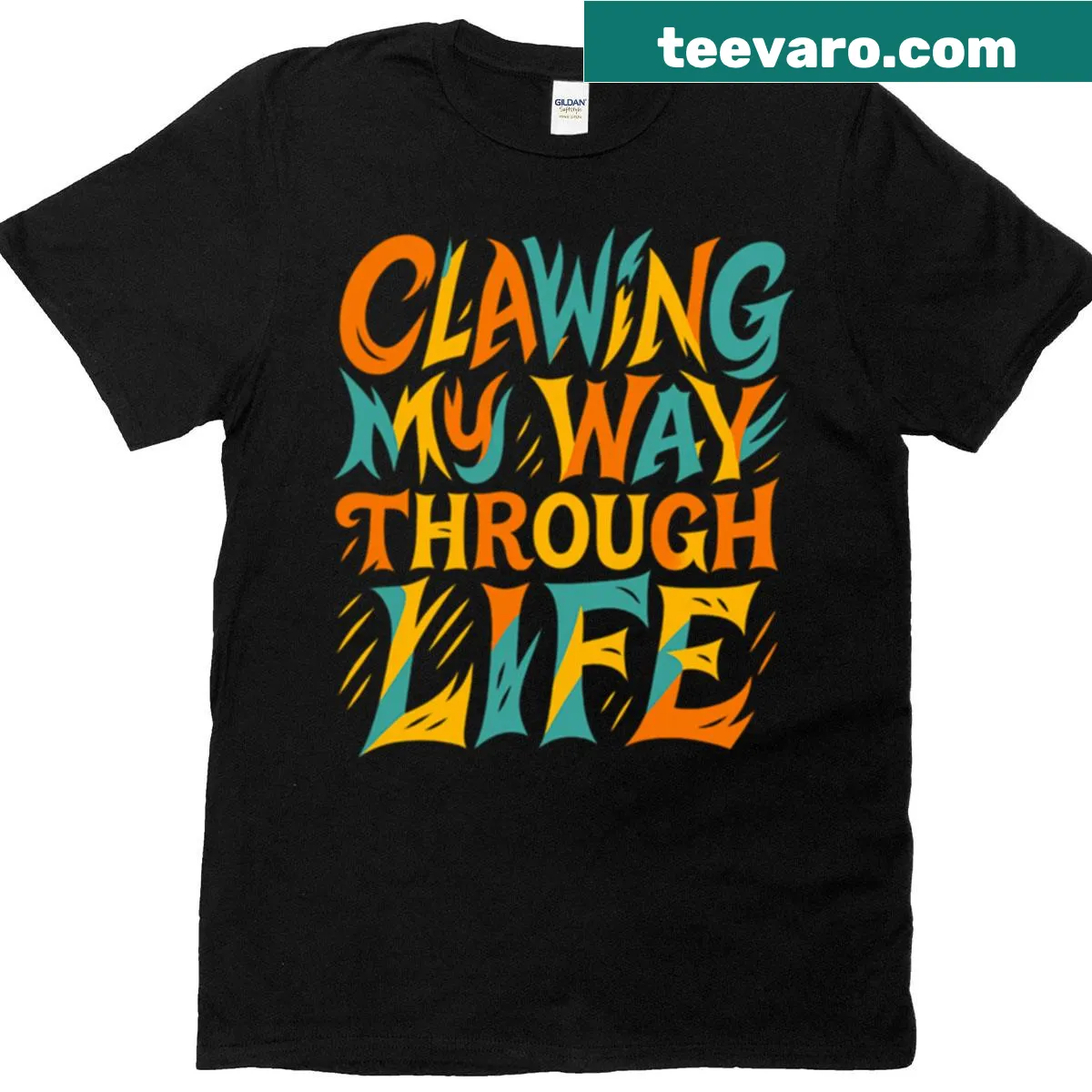 Abstract cat typography art T-shirt for active lifestyle — on a men's t-shirt