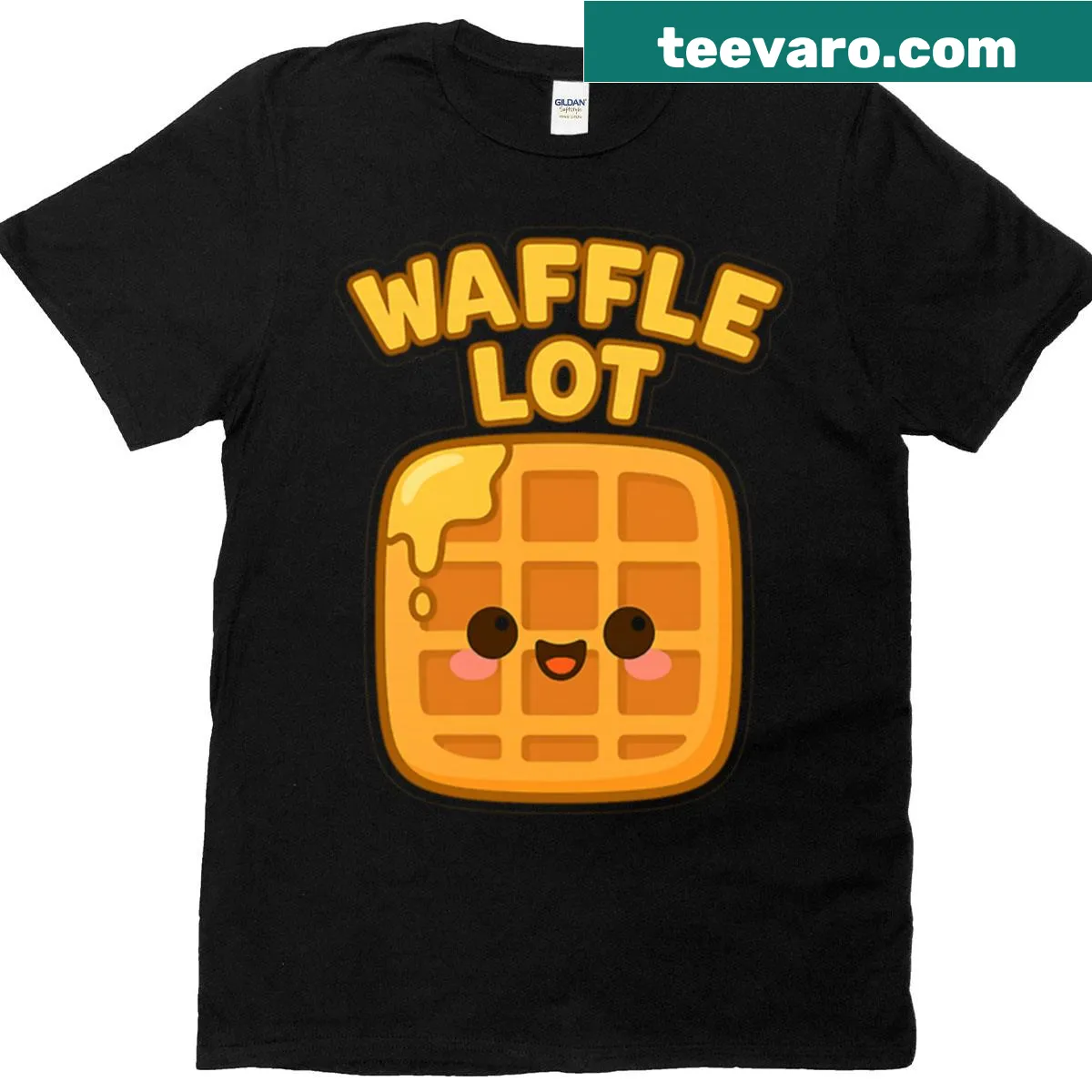 Cartoon waffle design with a cute smile on a T-shirt — on a men's t-shirt