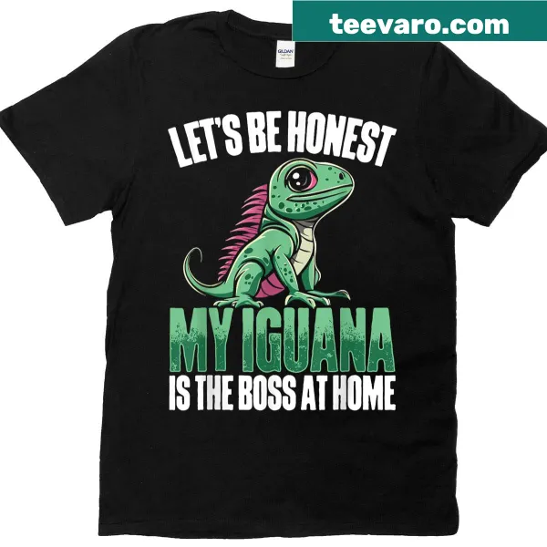 Illustration of a cute iguana with a saying on a T-shirt
