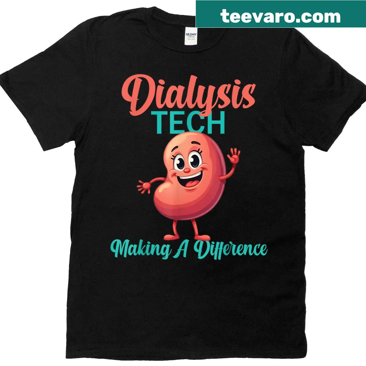 Heartbeat graphic with inspirational text for dialysis techs — on a men's t-shirt