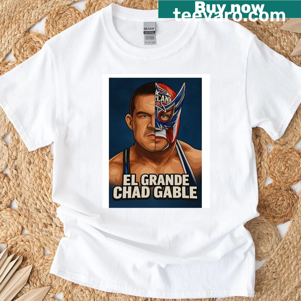 Graphic T-shirt featuring Chad Gable in bold illustration style — on a men's t-shirt